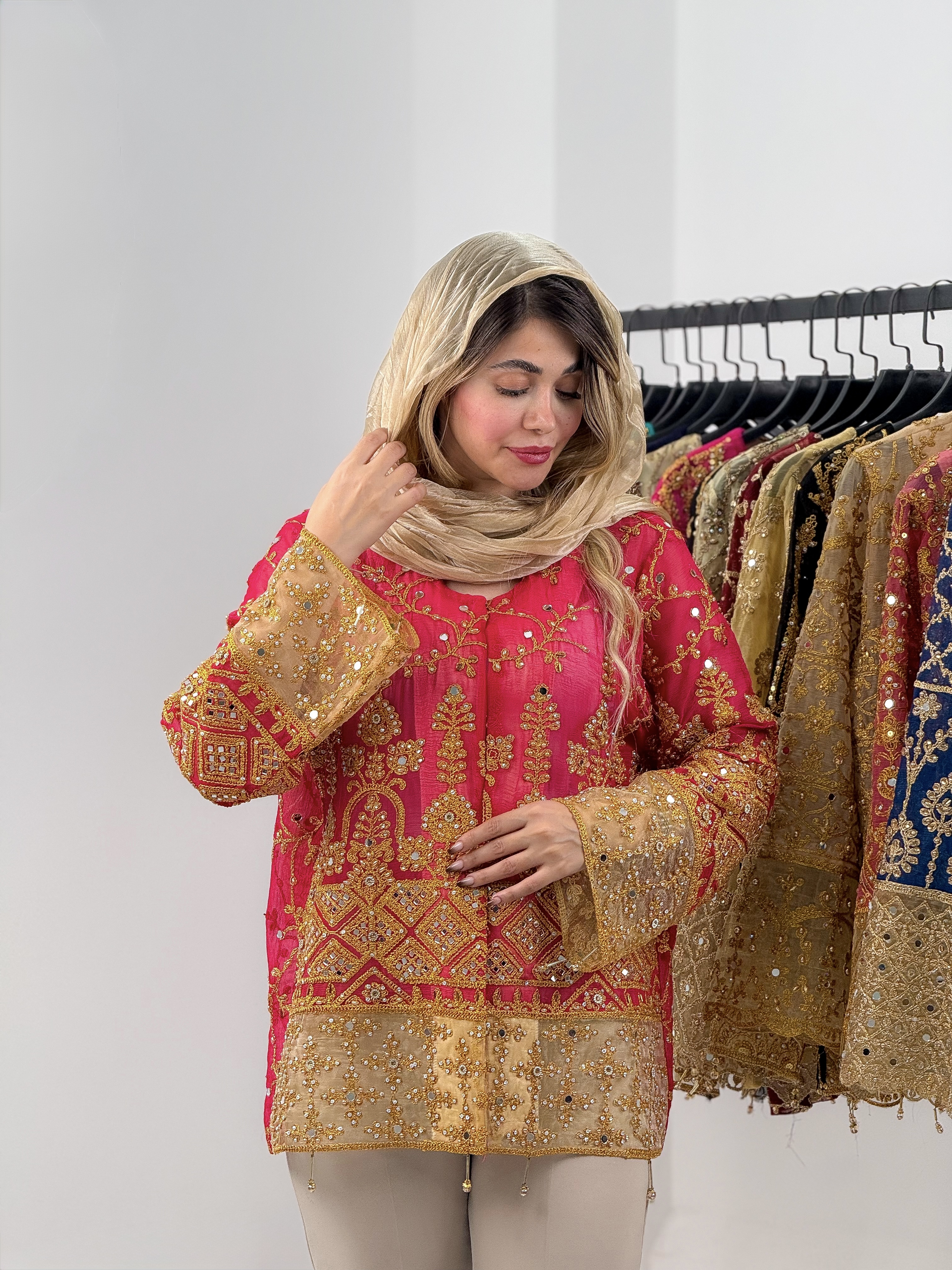کت حریر حاشیه‌دوزی سوزن‌دوزی‌شده زنانه